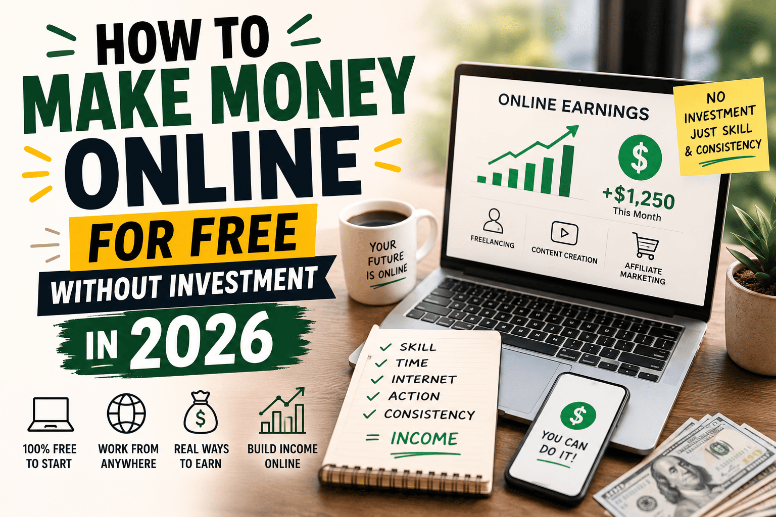 How to Make Money Online for Free Without Investment in 2026
